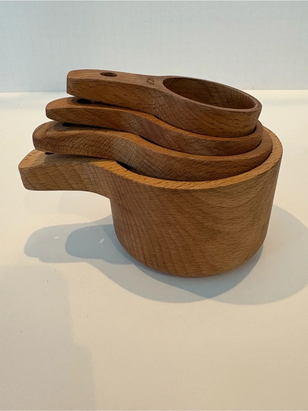 Wood Measuring Cups Set of 4 Nesting Stackable Rustic